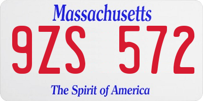 MA license plate 9ZS572