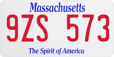 MA license plate 9ZS573