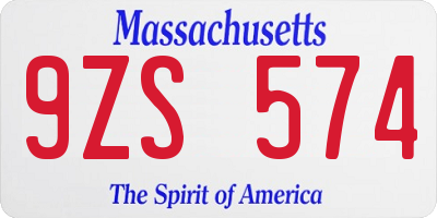 MA license plate 9ZS574