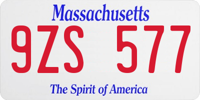 MA license plate 9ZS577