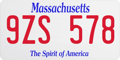 MA license plate 9ZS578