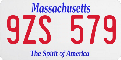 MA license plate 9ZS579