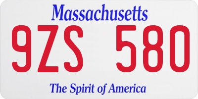 MA license plate 9ZS580