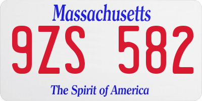 MA license plate 9ZS582