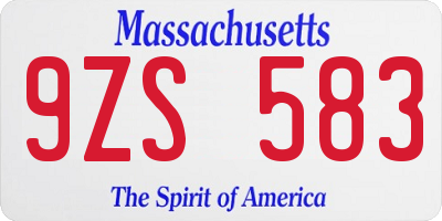 MA license plate 9ZS583