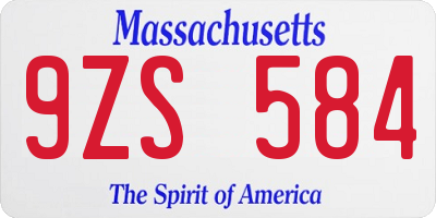 MA license plate 9ZS584