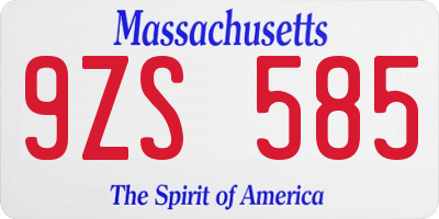MA license plate 9ZS585