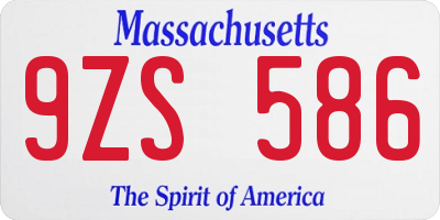 MA license plate 9ZS586