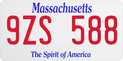 MA license plate 9ZS588