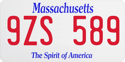 MA license plate 9ZS589