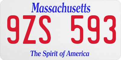 MA license plate 9ZS593