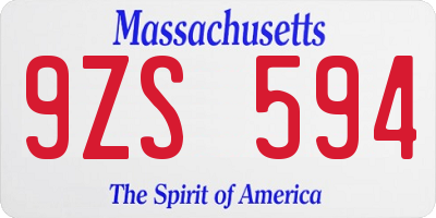 MA license plate 9ZS594