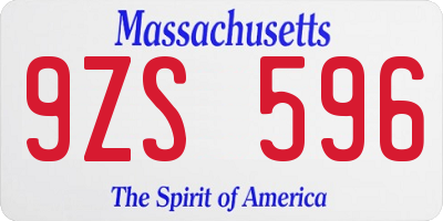 MA license plate 9ZS596