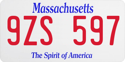 MA license plate 9ZS597