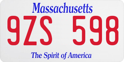 MA license plate 9ZS598