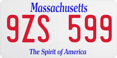 MA license plate 9ZS599
