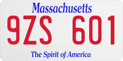 MA license plate 9ZS601