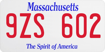 MA license plate 9ZS602