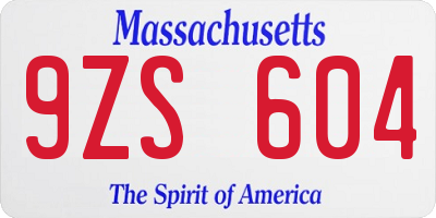 MA license plate 9ZS604