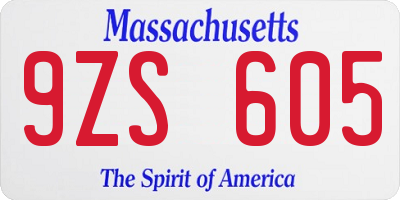 MA license plate 9ZS605