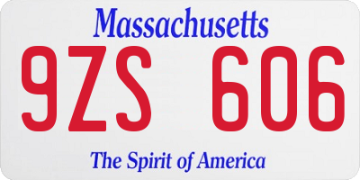 MA license plate 9ZS606