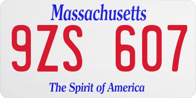 MA license plate 9ZS607