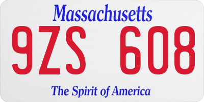 MA license plate 9ZS608