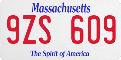 MA license plate 9ZS609