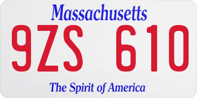 MA license plate 9ZS610