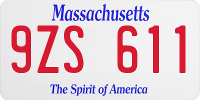 MA license plate 9ZS611