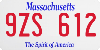 MA license plate 9ZS612