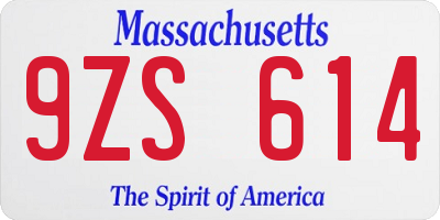 MA license plate 9ZS614