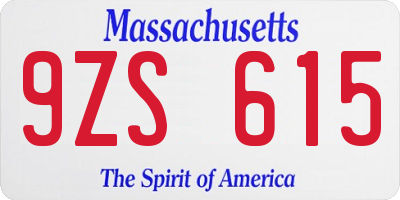 MA license plate 9ZS615