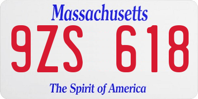 MA license plate 9ZS618