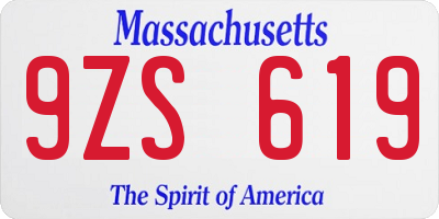 MA license plate 9ZS619