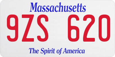 MA license plate 9ZS620