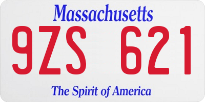 MA license plate 9ZS621