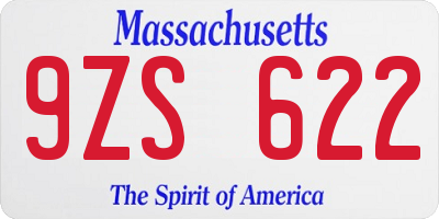 MA license plate 9ZS622