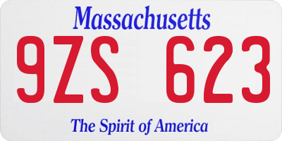 MA license plate 9ZS623