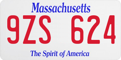 MA license plate 9ZS624