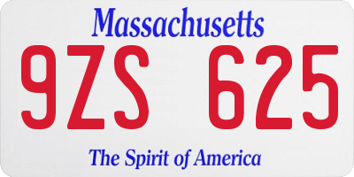 MA license plate 9ZS625