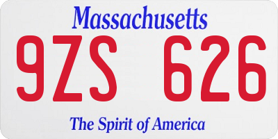 MA license plate 9ZS626