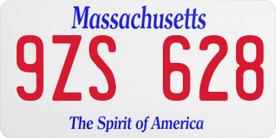 MA license plate 9ZS628