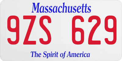 MA license plate 9ZS629