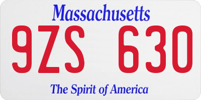 MA license plate 9ZS630