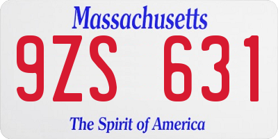 MA license plate 9ZS631