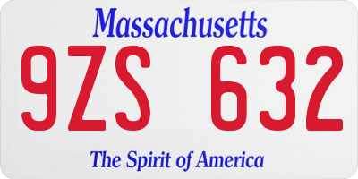 MA license plate 9ZS632