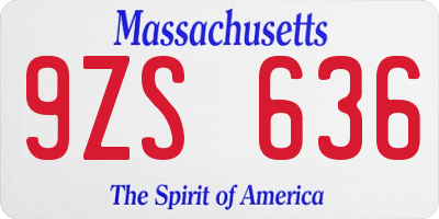 MA license plate 9ZS636