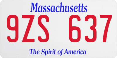 MA license plate 9ZS637