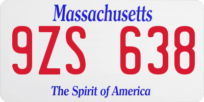 MA license plate 9ZS638